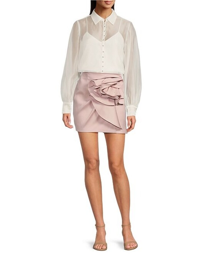 Muse by Marchesa Stretch Mikado Rosette Pencil Mini Skirt